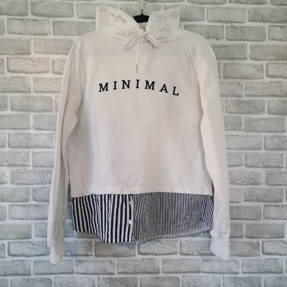 YEOU-NE Korea White Graphic Hoodie Sweatshirt Minimal Streetwear